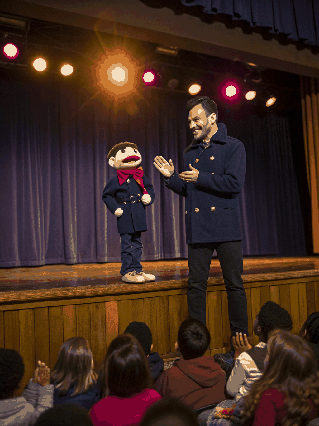 Portrait of Mr. Ben, social skills mentor, holding a puppet